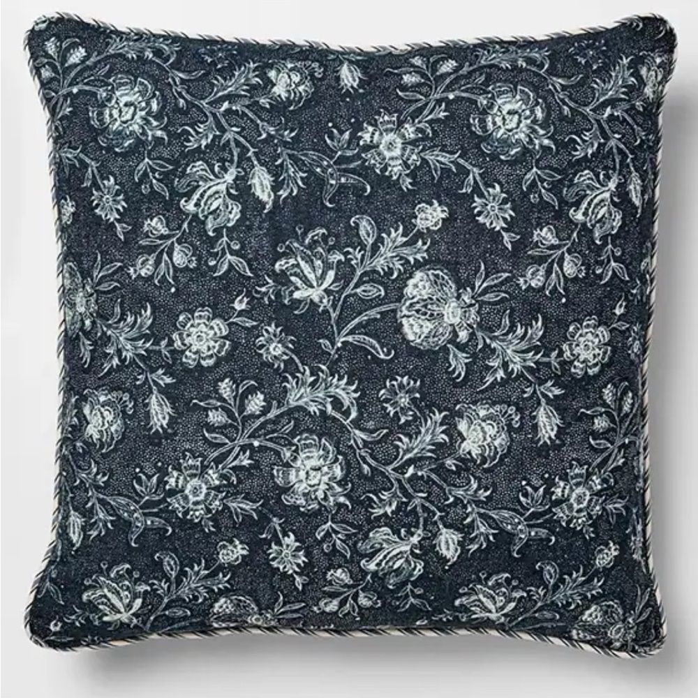 Threshold x Studio McGee Floral Accent Pillow - Navy and White